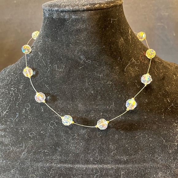 Vintage 1950’s Choker Aurora Borealis beads accented w/ gold - Picture 1 of 7
